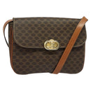 CELINE Macadam Canvas Shoulder Bag PVC Leather Brown Gold Auth 137434-1