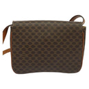 CELINE Macadam Canvas Shoulder Bag PVC Leather Brown Gold Auth 137434-2