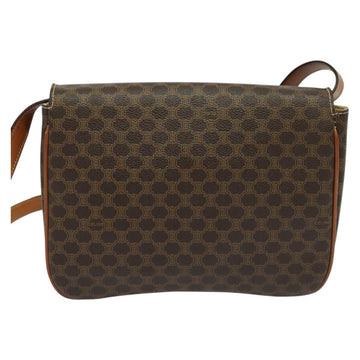 CELINE Macadam Canvas Shoulder Bag PVC Leather Brown Gold Auth 137434 - 0