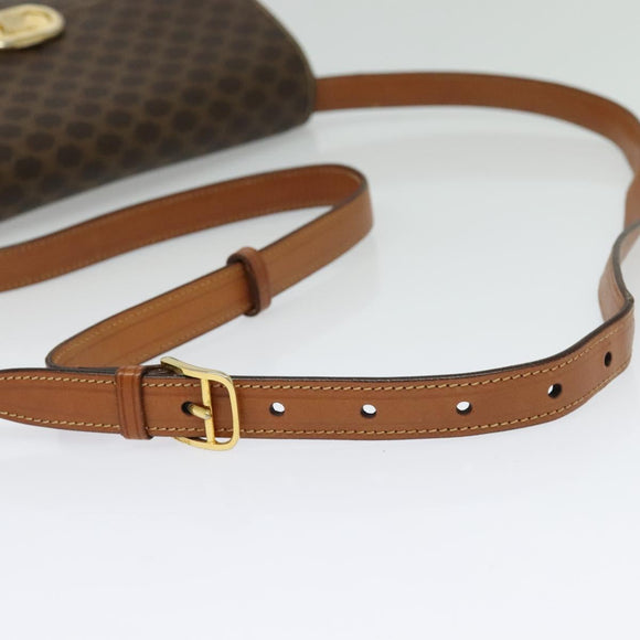 CELINE Macadam Canvas Shoulder Bag PVC Leather Brown Gold Auth 137434