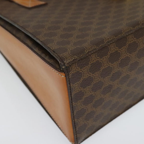 CELINE Macadam Canvas Hand Bag PVC Leather Brown Gold Auth 137435