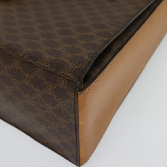 CELINE Macadam Canvas Hand Bag PVC Leather Brown Gold Auth 137435