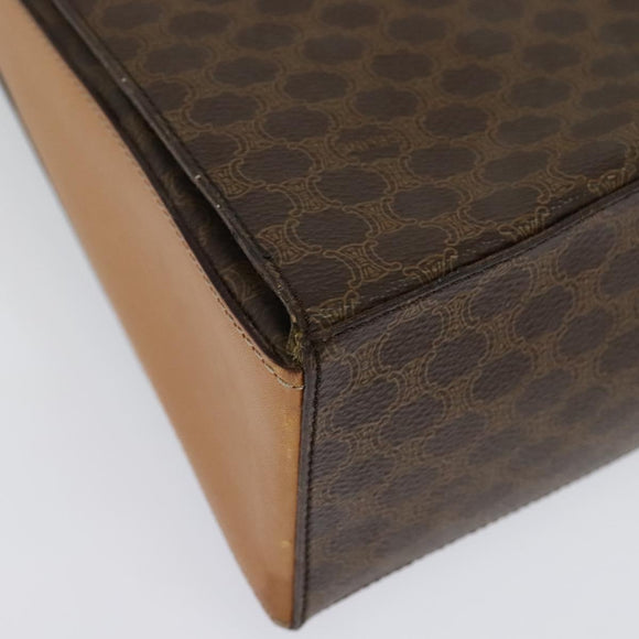 CELINE Macadam Canvas Hand Bag PVC Leather Brown Gold Auth 137435