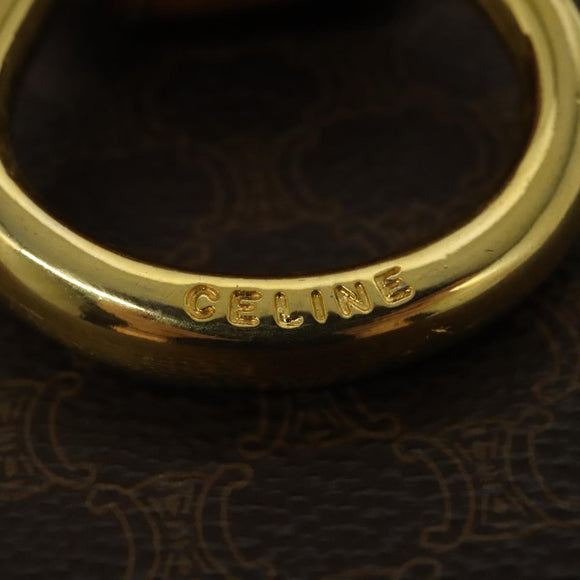 CELINE Macadam Canvas Hand Bag PVC Leather Brown Gold Auth 137435