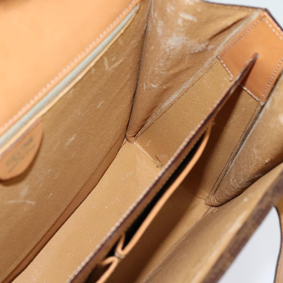 CELINE Macadam Canvas Hand Bag PVC Leather Brown Gold Auth 137435