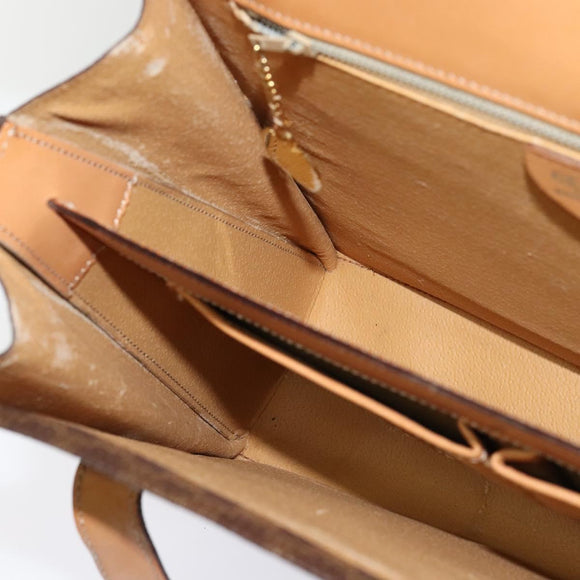 CELINE Macadam Canvas Hand Bag PVC Leather Brown Gold Auth 137435