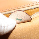 CELINE Macadam Canvas Hand Bag PVC Leather Brown Gold Auth 137435-12