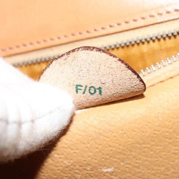 CELINE Macadam Canvas Hand Bag PVC Leather Brown Gold Auth 137435