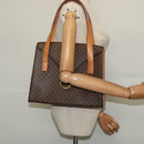 CELINE Macadam Canvas Hand Bag PVC Leather Brown Gold Auth 137435-22