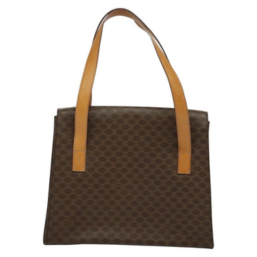 CELINE Macadam Canvas Hand Bag PVC Leather Brown Gold Auth 137435 - 0