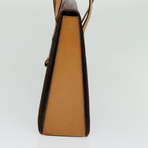 CELINE Macadam Canvas Hand Bag PVC Leather Brown Gold Auth 137435