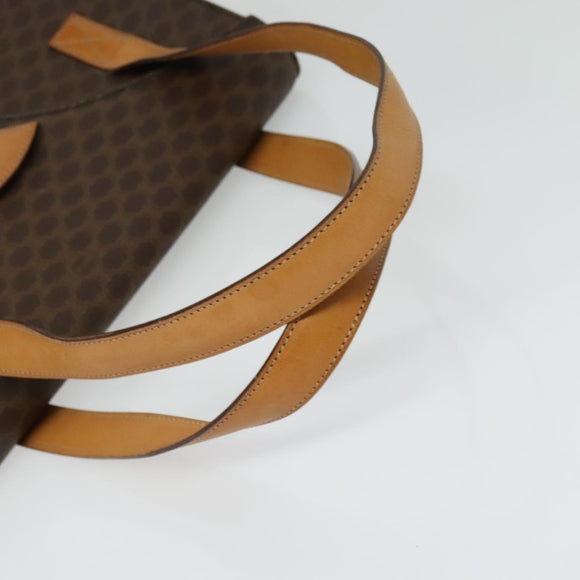 CELINE Macadam Canvas Hand Bag PVC Leather Brown Gold Auth 137435