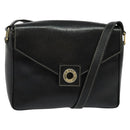 CELINE Shoulder Bag Leather Black Gold Auth 137436-1
