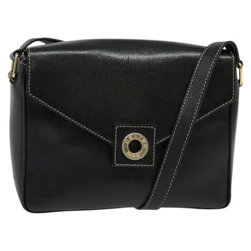CELINE Shoulder Bag Leather Black Gold Auth 137436