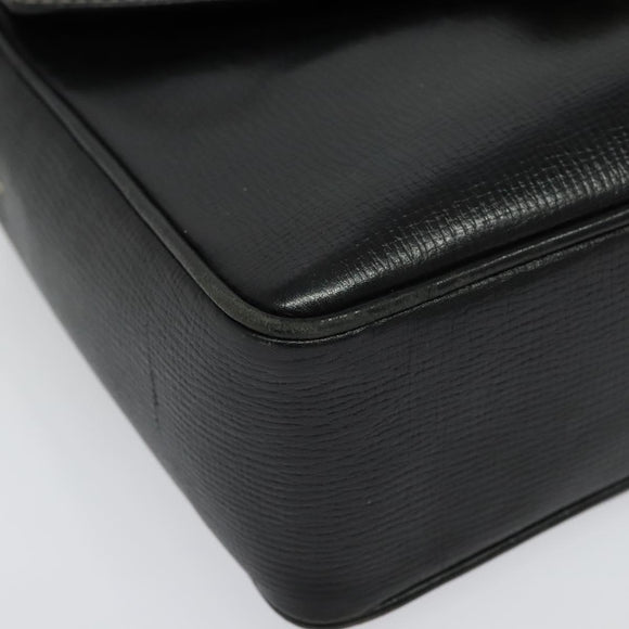 CELINE Shoulder Bag Leather Black Gold Auth 137436