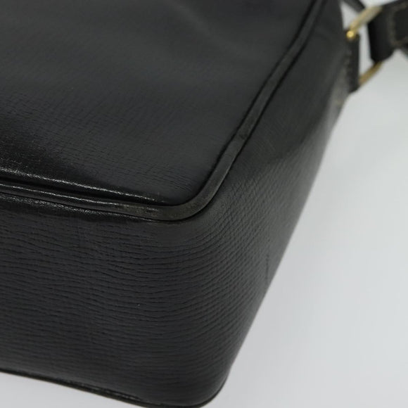 CELINE Shoulder Bag Leather Black Gold Auth 137436