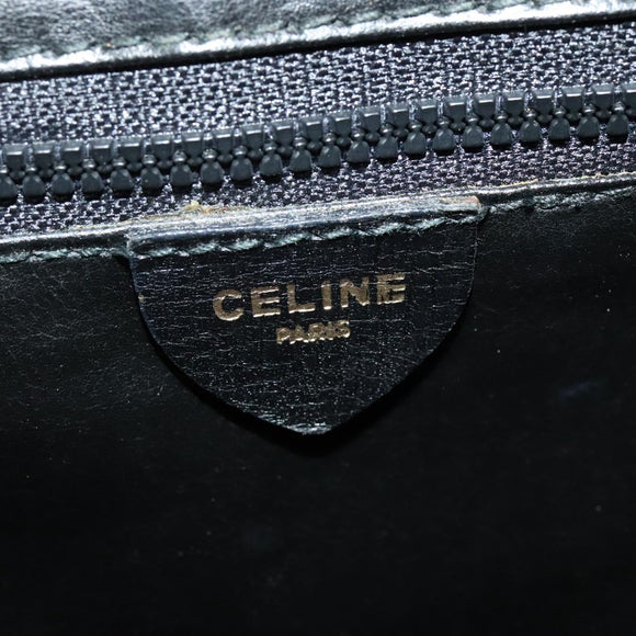 CELINE Shoulder Bag Leather Black Gold Auth 137436
