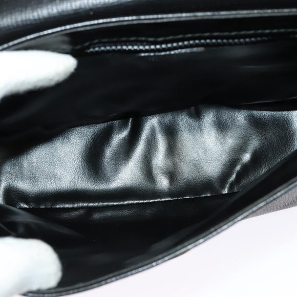 CELINE Shoulder Bag Leather Black Gold Auth 137436