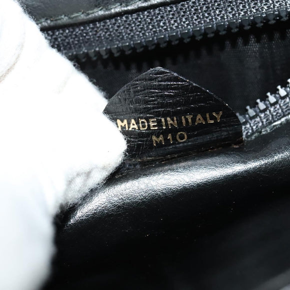 CELINE Shoulder Bag Leather Black Gold Auth 137436