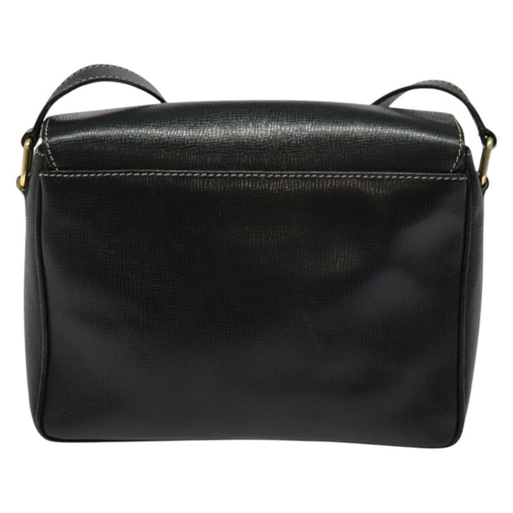 CELINE Shoulder Bag Leather Black Gold Auth 137436