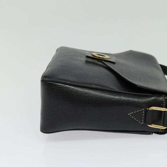 CELINE Shoulder Bag Leather Black Gold Auth 137436