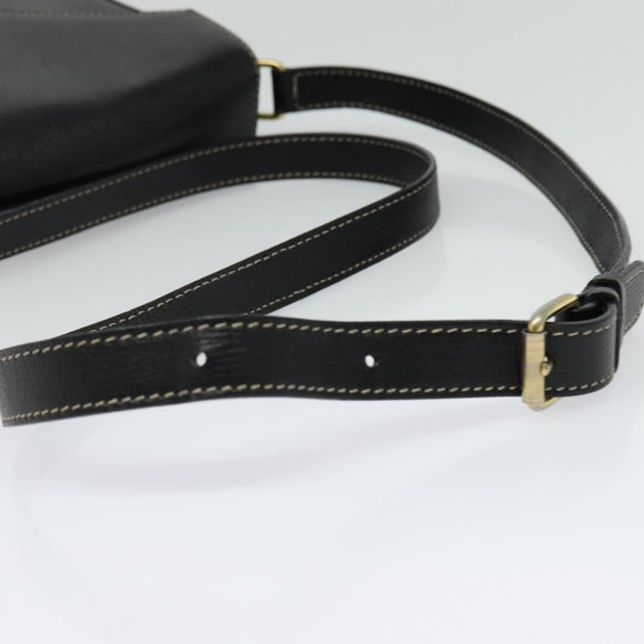 CELINE Shoulder Bag Leather Black Gold Auth 137436