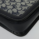 CELINE C Sulky Shoulder Bag Canvas Leather Navy Gold Auth 137437-16