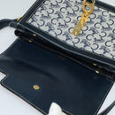 CELINE C Sulky Shoulder Bag Canvas Leather Navy Gold Auth 137437-10