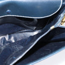 CELINE C Sulky Shoulder Bag Canvas Leather Navy Gold Auth 137437-19