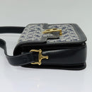 CELINE C Sulky Shoulder Bag Canvas Leather Navy Gold Auth 137437-3