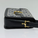 CELINE C Sulky Shoulder Bag Canvas Leather Navy Gold Auth 137437-4