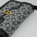 CELINE C Sulky Shoulder Bag Canvas Leather Navy Gold Auth 137437-6