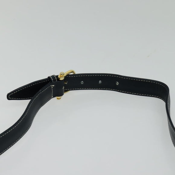 CELINE C Sulky Shoulder Bag Canvas Leather Navy Gold Auth 137437