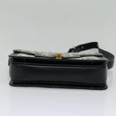 CELINE C Sulky Shoulder Bag Canvas Leather Navy Gold Auth 137437-5