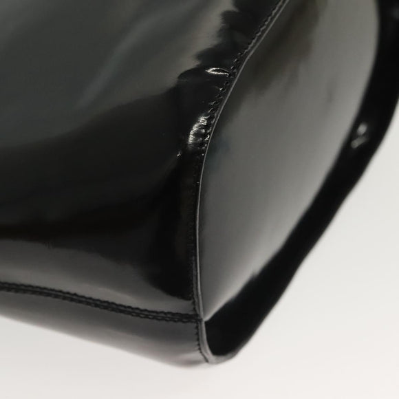 CELINE Circle Shoulder Bag Enamel Black Gold Auth 137438