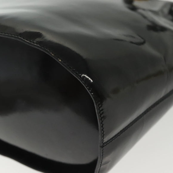 CELINE Circle Shoulder Bag Enamel Black Gold Auth 137438