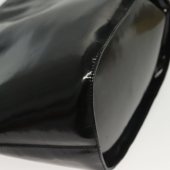 CELINE Circle Shoulder Bag Enamel Black Gold Auth 137438