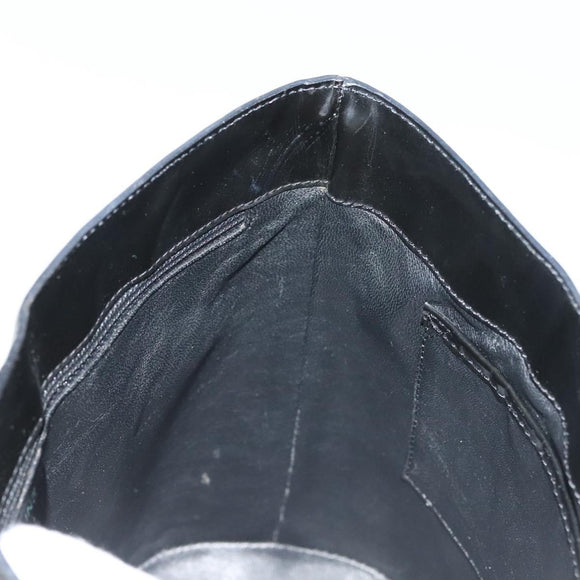 CELINE Circle Shoulder Bag Enamel Black Gold Auth 137438