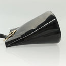 CELINE Circle Shoulder Bag Enamel Black Gold Auth 137438-4