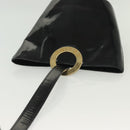 CELINE Circle Shoulder Bag Enamel Black Gold Auth 137438-6
