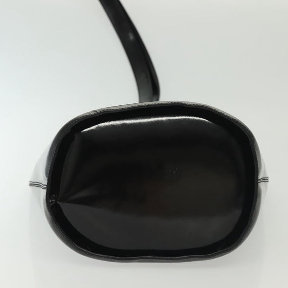 CELINE Circle Shoulder Bag Enamel Black Gold Auth 137438