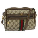 GUCCI GG Supreme Web Sherry Line Bag PVC Beige Gold 904 02 004 Auth 137440-1