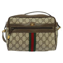 GUCCI GG Supreme Web Sherry Line Bag PVC Beige Gold 904 02 004 Auth 137440-2