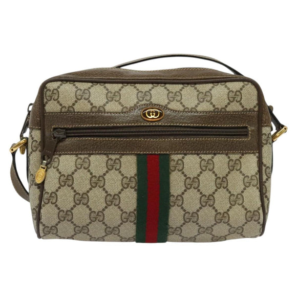 GUCCI GG Supreme Web Sherry Line Bag PVC Beige Gold 904 02 004 Auth 137440