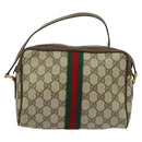 GUCCI GG Supreme Web Sherry Line Bag PVC Beige Gold 904 02 004 Auth 137440-3