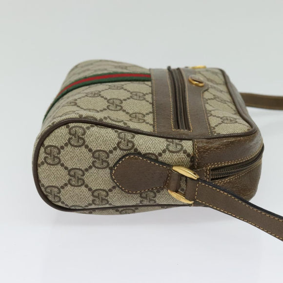 GUCCI GG Supreme Web Sherry Line Bag PVC Beige Gold 904 02 004 Auth 137440