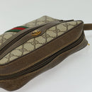 GUCCI GG Supreme Web Sherry Line Bag PVC Beige Gold 904 02 004 Auth 137440-6