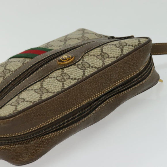 GUCCI GG Supreme Web Sherry Line Bag PVC Beige Gold 904 02 004 Auth 137440