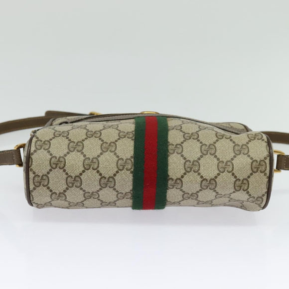 GUCCI GG Supreme Web Sherry Line Bag PVC Beige Gold 904 02 004 Auth 137440