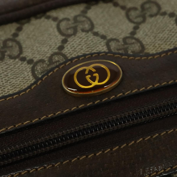 GUCCI GG Supreme Web Sherry Line Shoulder Bag PVC Beige Gold Auth 137441